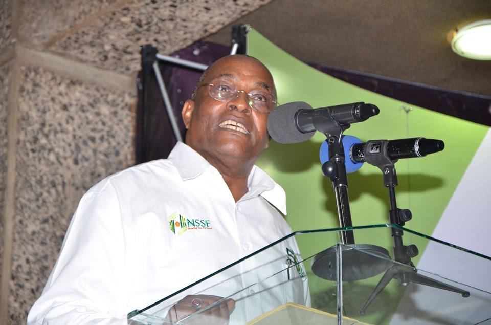 Chairperson of NSSF Hon. Gideon Ndambuki address NSSF members at the 3rd AGM at KICC on 5th August
