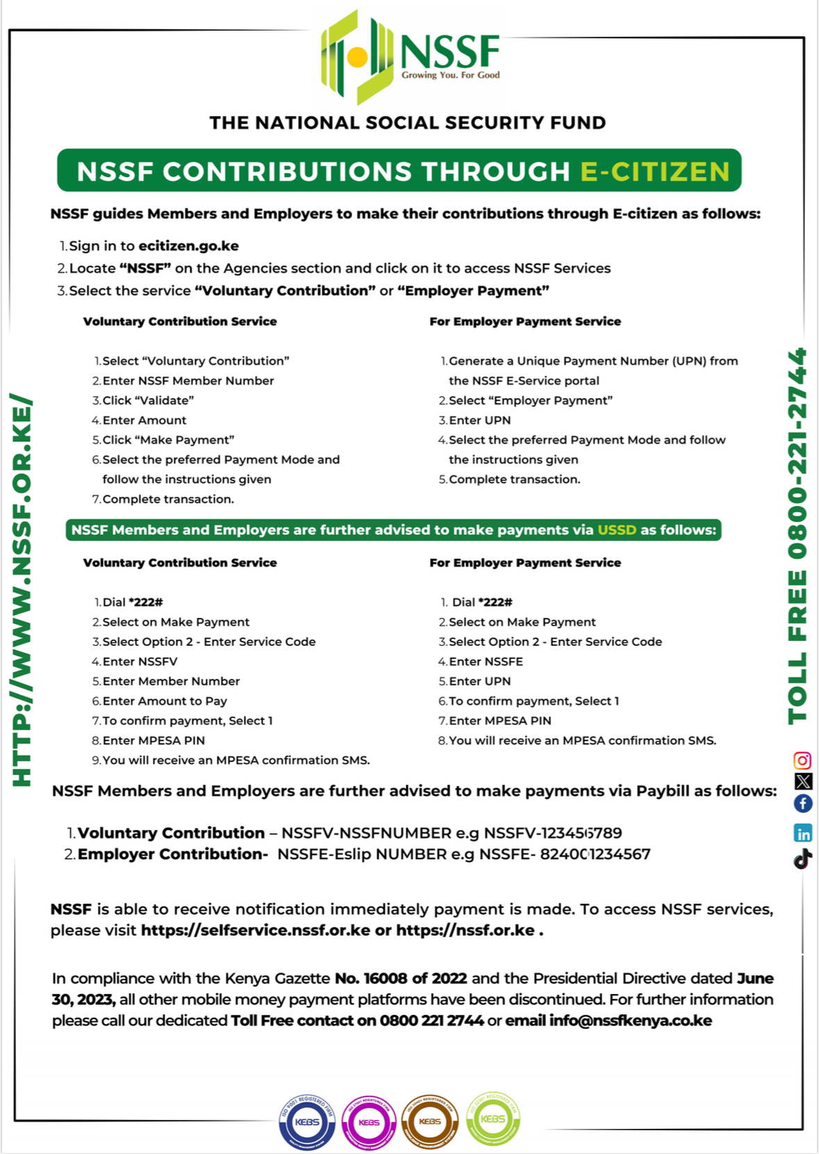 NSSF CONTRIBUTIONS THROUGH E-CITIZEN